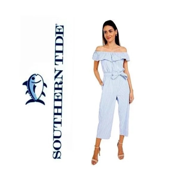 Southern Tide Sybil Intercoastal Striped Sleeveless Jumpsuit 45382 - Picture 1 of 14